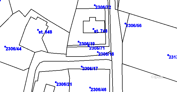 Parcela st. 2306/71 v KÚ Trhová Kamenice, Katastrální mapa