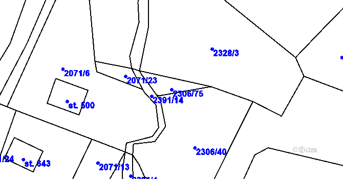 Parcela st. 2306/75 v KÚ Trhová Kamenice, Katastrální mapa