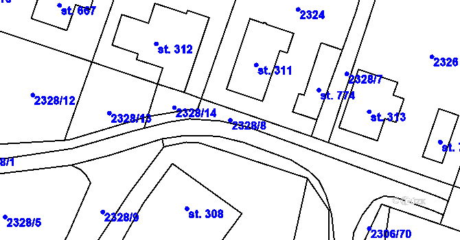 Parcela st. 2328/8 v KÚ Trhová Kamenice, Katastrální mapa