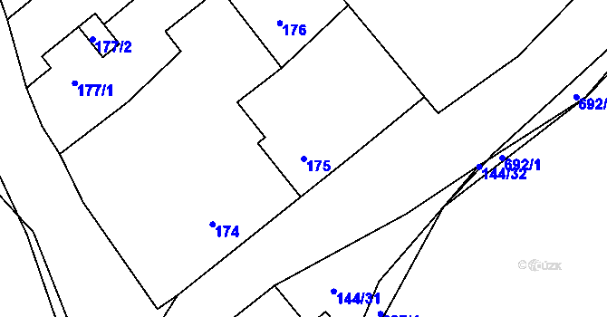 Parcela st. 175 v KÚ Trhové Dušníky, Katastrální mapa