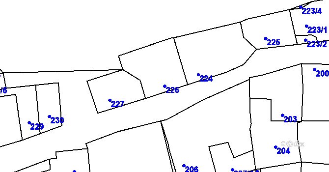 Parcela st. 226 v KÚ Trhové Dušníky, Katastrální mapa