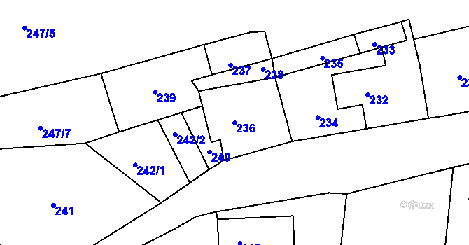 Parcela st. 236 v KÚ Trhové Dušníky, Katastrální mapa