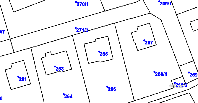 Parcela st. 265 v KÚ Trhové Dušníky, Katastrální mapa