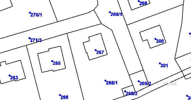 Parcela st. 267 v KÚ Trhové Dušníky, Katastrální mapa