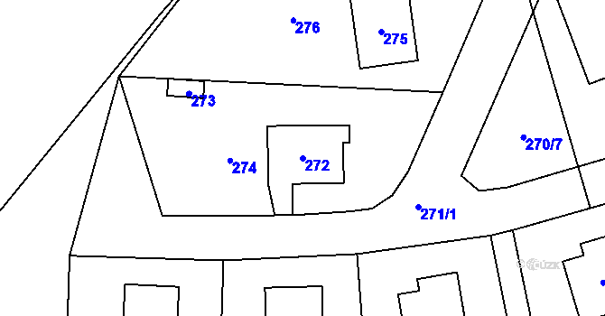 Parcela st. 272 v KÚ Trhové Dušníky, Katastrální mapa
