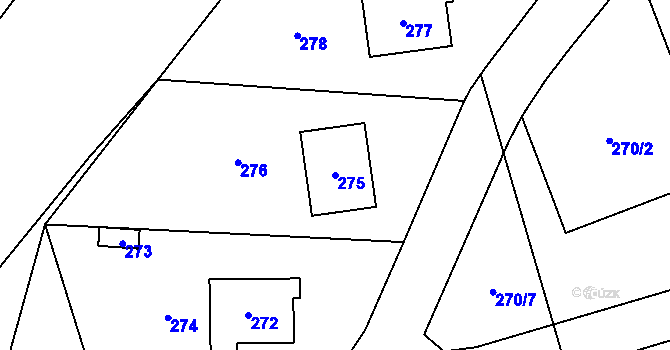 Parcela st. 275 v KÚ Trhové Dušníky, Katastrální mapa