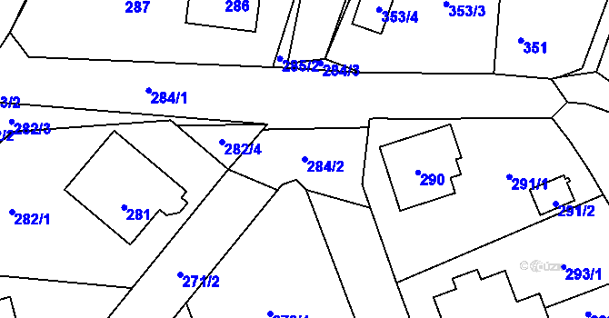 Parcela st. 284/2 v KÚ Trhové Dušníky, Katastrální mapa