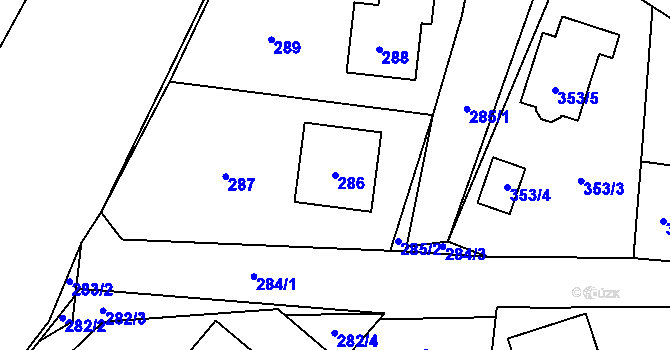 Parcela st. 286 v KÚ Trhové Dušníky, Katastrální mapa