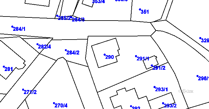 Parcela st. 290 v KÚ Trhové Dušníky, Katastrální mapa