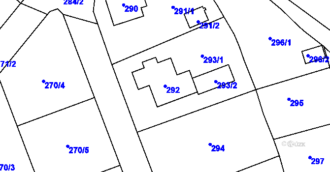 Parcela st. 292 v KÚ Trhové Dušníky, Katastrální mapa