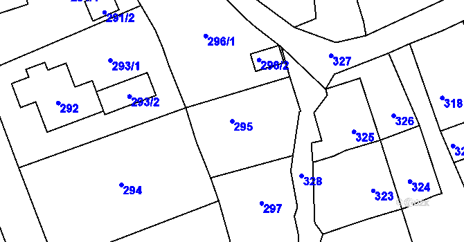 Parcela st. 295 v KÚ Trhové Dušníky, Katastrální mapa