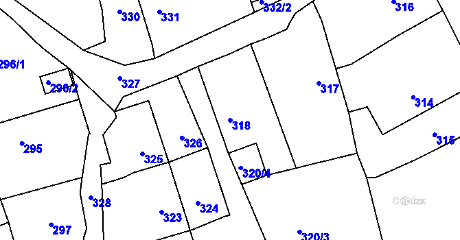 Parcela st. 318 v KÚ Trhové Dušníky, Katastrální mapa