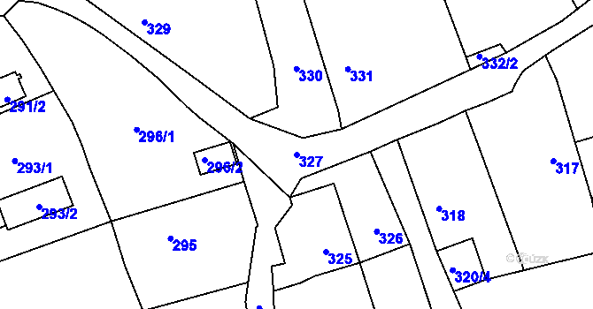 Parcela st. 327 v KÚ Trhové Dušníky, Katastrální mapa