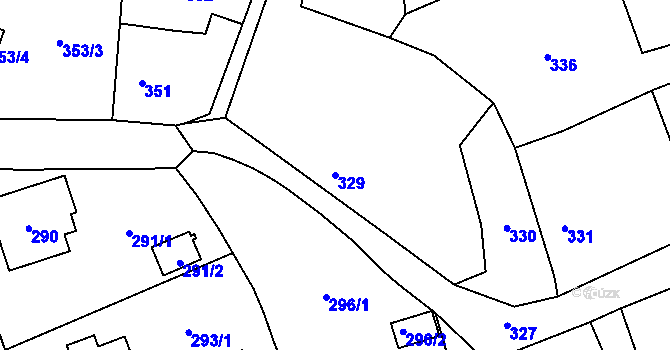 Parcela st. 329 v KÚ Trhové Dušníky, Katastrální mapa