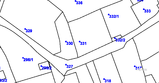 Parcela st. 331 v KÚ Trhové Dušníky, Katastrální mapa