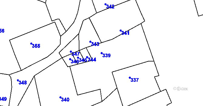 Parcela st. 339 v KÚ Trhové Dušníky, Katastrální mapa