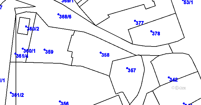 Parcela st. 358 v KÚ Trhové Dušníky, Katastrální mapa