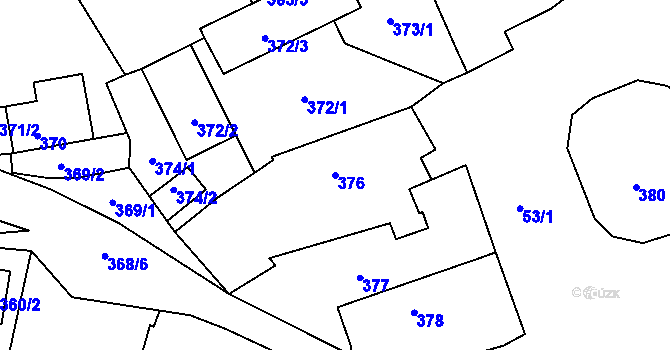 Parcela st. 376 v KÚ Trhové Dušníky, Katastrální mapa