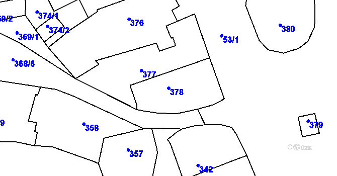 Parcela st. 378 v KÚ Trhové Dušníky, Katastrální mapa