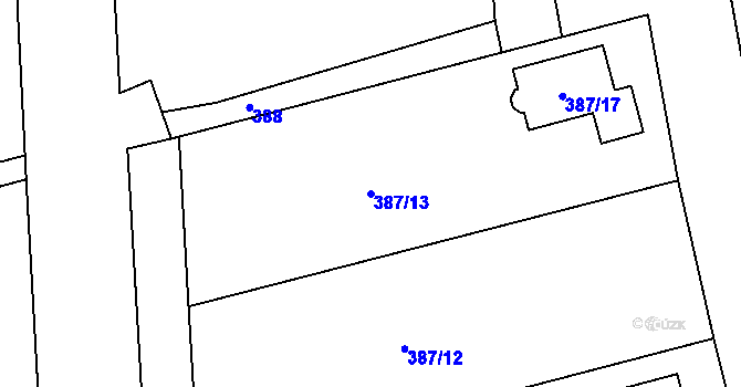 Parcela st. 387/13 v KÚ Trhové Dušníky, Katastrální mapa
