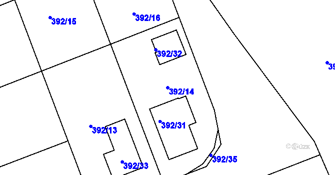 Parcela st. 392/14 v KÚ Trhové Dušníky, Katastrální mapa