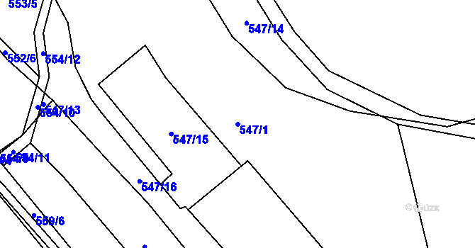 Parcela st. 547/1 v KÚ Trhové Dušníky, Katastrální mapa