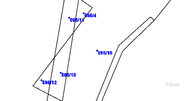 Parcela st. 595/16 v KÚ Trhové Dušníky, Katastrální mapa