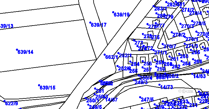 Parcela st. 662/1 v KÚ Trhové Dušníky, Katastrální mapa