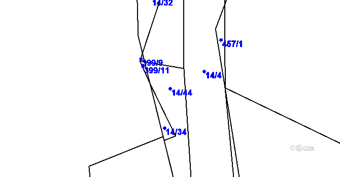 Parcela st. 14/44 v KÚ Trhové Dušníky, Katastrální mapa