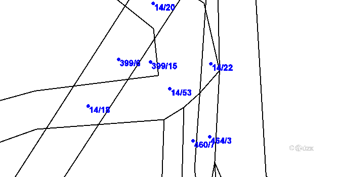 Parcela st. 14/53 v KÚ Trhové Dušníky, Katastrální mapa