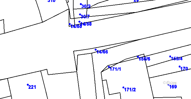 Parcela st. 14/66 v KÚ Trhové Dušníky, Katastrální mapa
