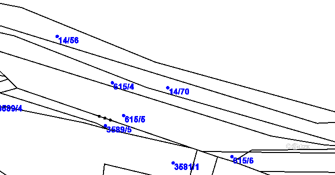Parcela st. 14/70 v KÚ Trhové Dušníky, Katastrální mapa