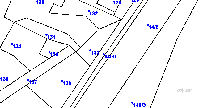 Parcela st. 140/1 v KÚ Trhové Dušníky, Katastrální mapa