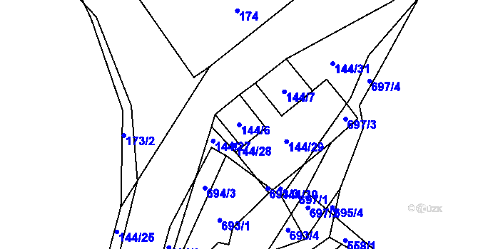Parcela st. 144/6 v KÚ Trhové Dušníky, Katastrální mapa