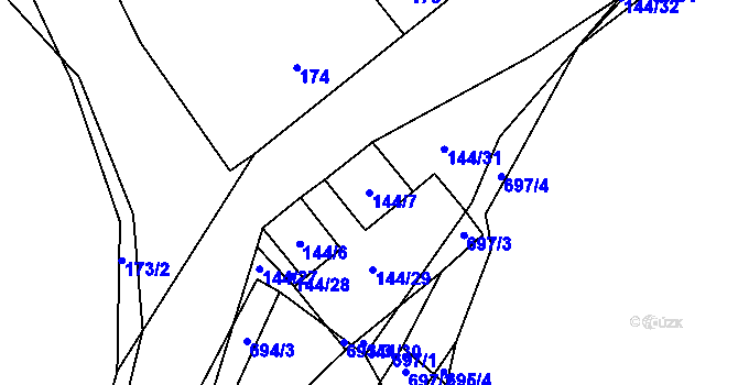 Parcela st. 144/7 v KÚ Trhové Dušníky, Katastrální mapa