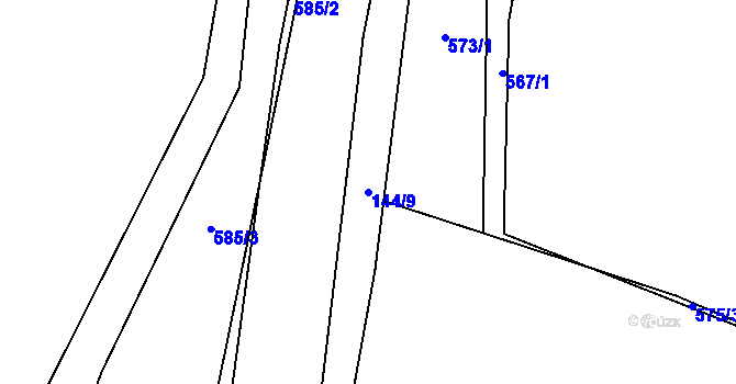 Parcela st. 144/9 v KÚ Trhové Dušníky, Katastrální mapa