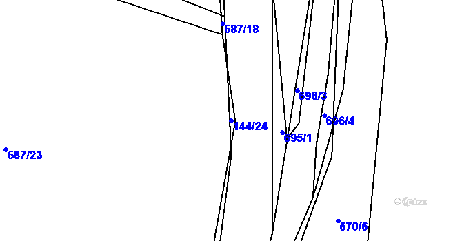 Parcela st. 144/24 v KÚ Trhové Dušníky, Katastrální mapa