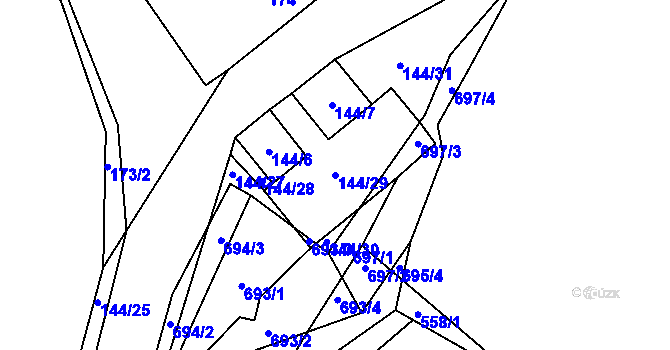 Parcela st. 144/29 v KÚ Trhové Dušníky, Katastrální mapa