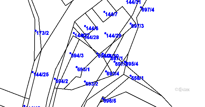 Parcela st. 144/30 v KÚ Trhové Dušníky, Katastrální mapa