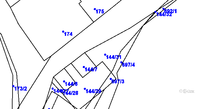 Parcela st. 144/31 v KÚ Trhové Dušníky, Katastrální mapa