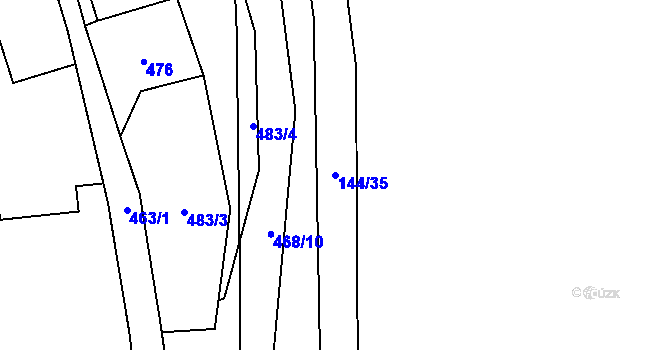Parcela st. 144/35 v KÚ Trhové Dušníky, Katastrální mapa
