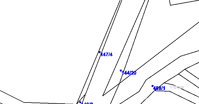 Parcela st. 147/4 v KÚ Trhové Dušníky, Katastrální mapa