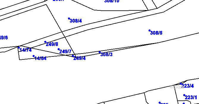 Parcela st. 308/3 v KÚ Trhové Dušníky, Katastrální mapa
