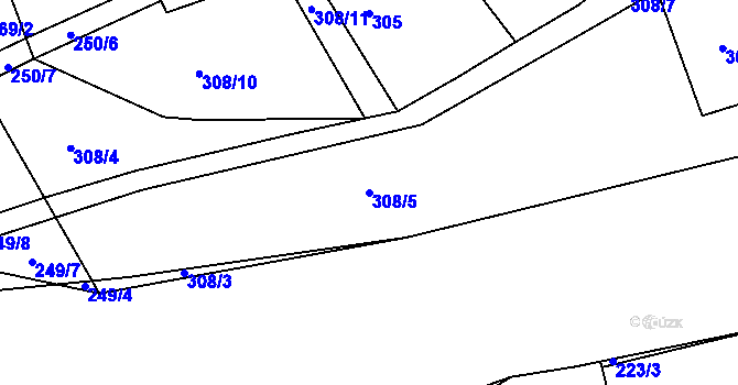 Parcela st. 308/5 v KÚ Trhové Dušníky, Katastrální mapa