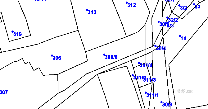 Parcela st. 308/6 v KÚ Trhové Dušníky, Katastrální mapa