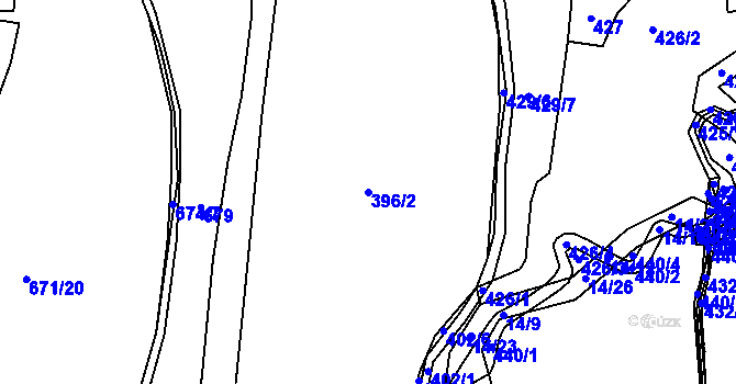 Parcela st. 396/2 v KÚ Trhové Dušníky, Katastrální mapa
