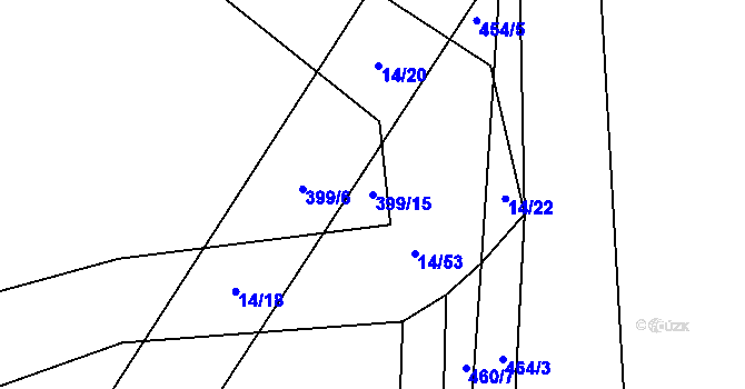 Parcela st. 399/15 v KÚ Trhové Dušníky, Katastrální mapa