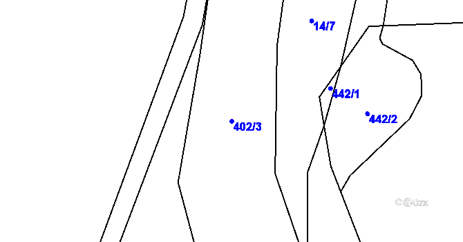 Parcela st. 402/3 v KÚ Trhové Dušníky, Katastrální mapa