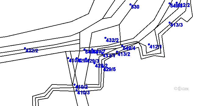 Parcela st. 413/1 v KÚ Trhové Dušníky, Katastrální mapa
