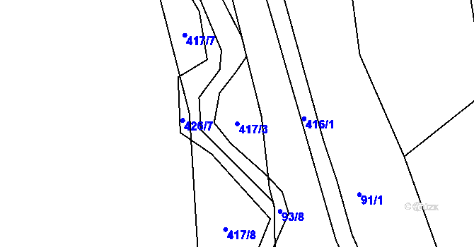 Parcela st. 417/3 v KÚ Trhové Dušníky, Katastrální mapa